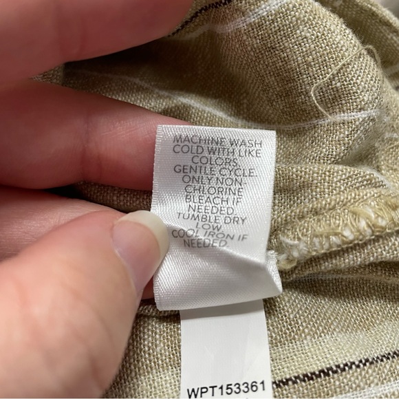 J. Jill Tan Striped Linen Blend Split Hem Wide Leg Cropped Women's Size M - Picture 10 of 13